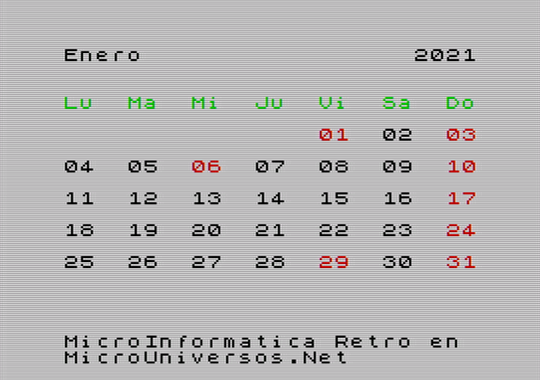 Calendario 2021