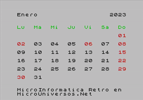 Calendario 2023
