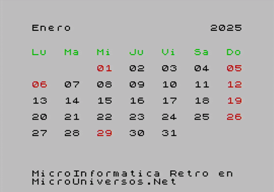 Calendario 2025